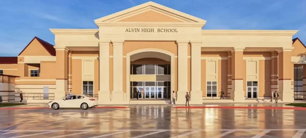 Alvin High School Renovation and Expansion Conceptual illustration of the planned Alvin High School renovation and expansion in Alvin, Texas. Courtesy PBK Architects