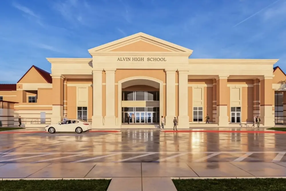 Conceptual illustration of the planned Alvin High School renovation and expansion in Alvin, Texas. Courtesy PBK Architects
