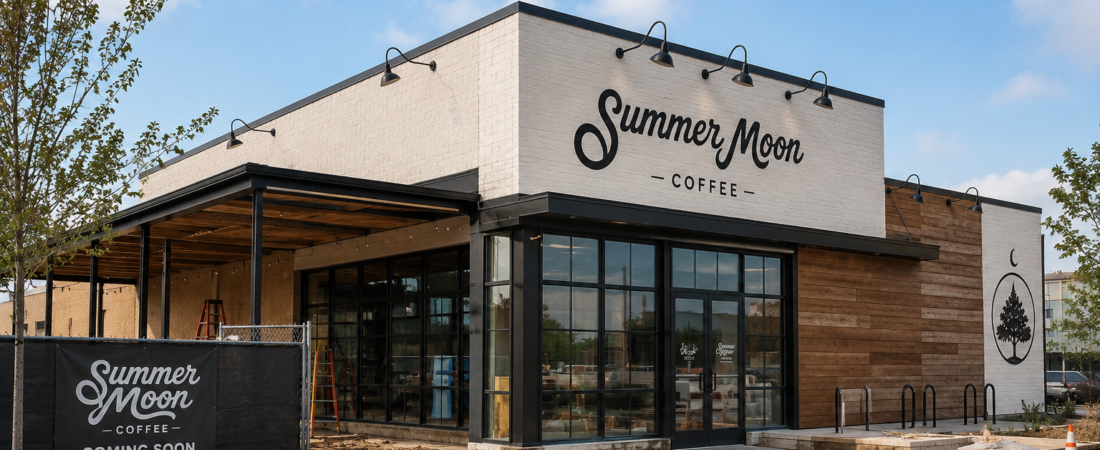 Summer Moon Summer Moon Coffee Construction Illustration Illustration of Summer Moon Coffee location under construction in Abilene, Texas