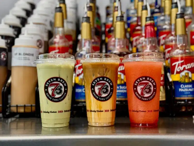 Representative 7 Brew drinks including coffee and flavored beverages