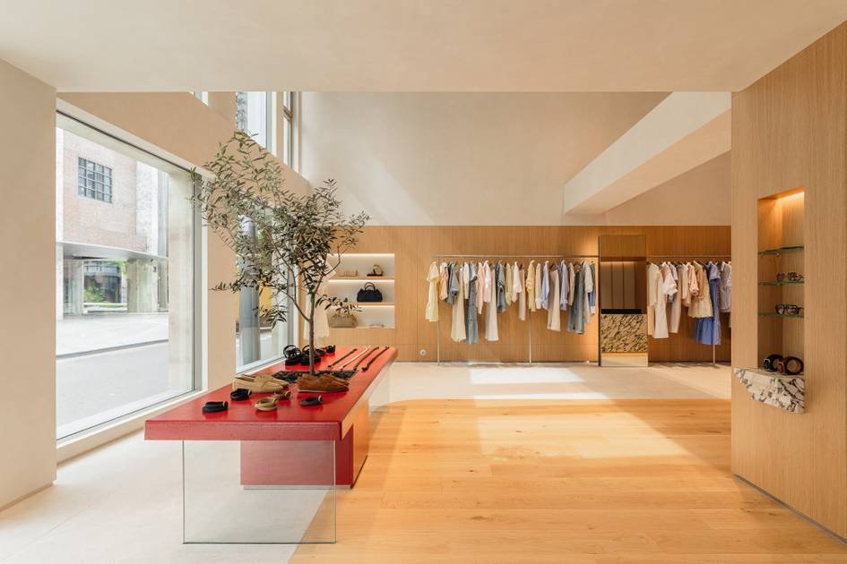 Brochu Walker store interior Brochu Walker store interior with clothing racks, wood finishes and an accessories display