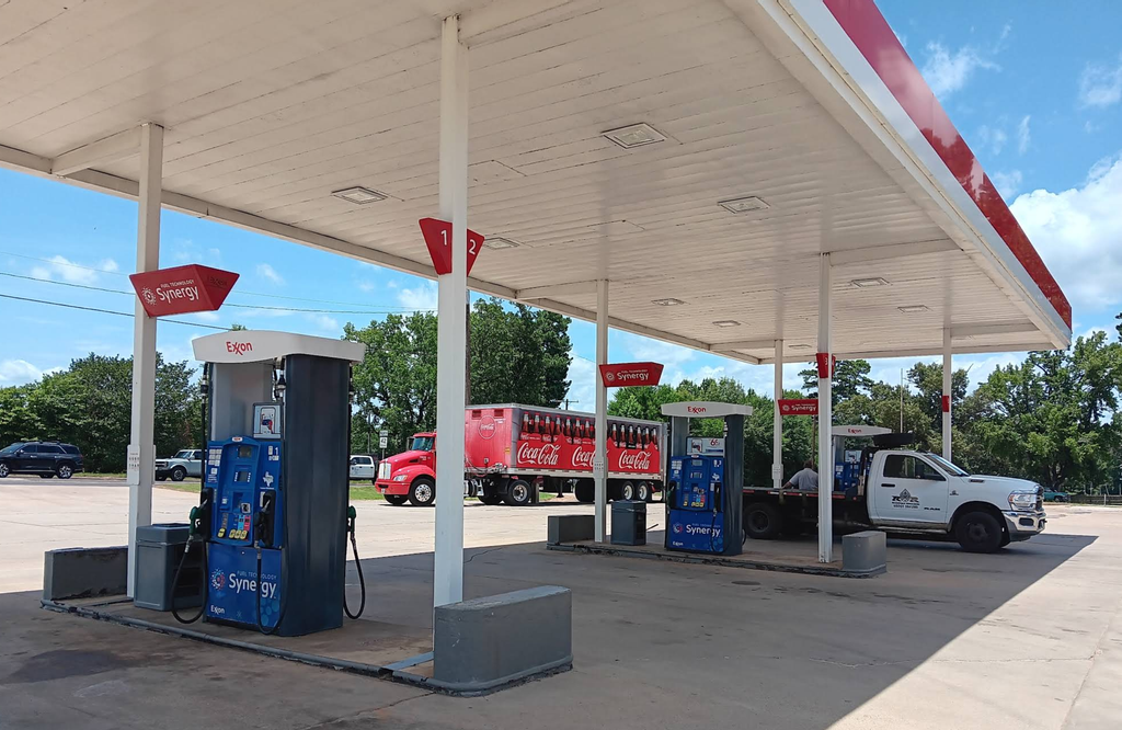 A look at the fuel canopy at Zippy J's in Kilgore Texas