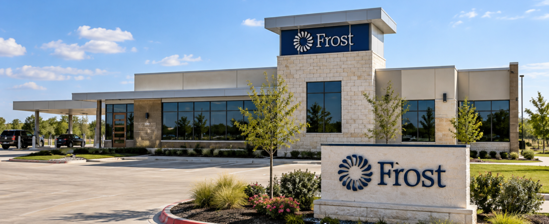 Frost Bank Waxahachie financial center visualization based on submitted architectural elevations