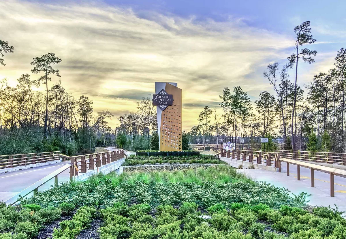 Grand Central Park entrance, the community where the Encompass Health Conroe hospital is planned
