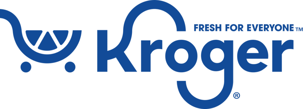 Blue Kroger logo with shopping cart symbol and Fresh for Everyone tagline