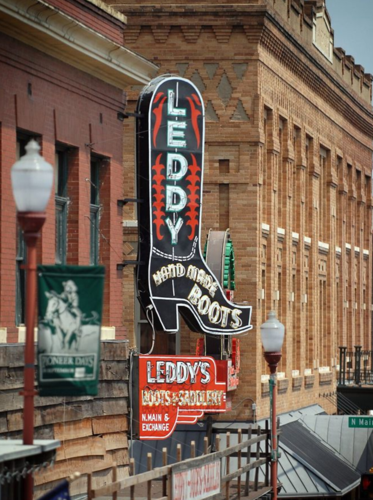 Leddys boots Fort Worth Leddy Hand Made Boots Icon Monument sign in Fort Worth, Texas.