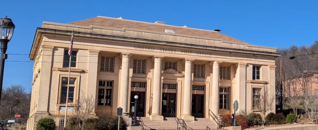 Historic Mineral Wells Post Office building in downtown Mineral Wells, Texas