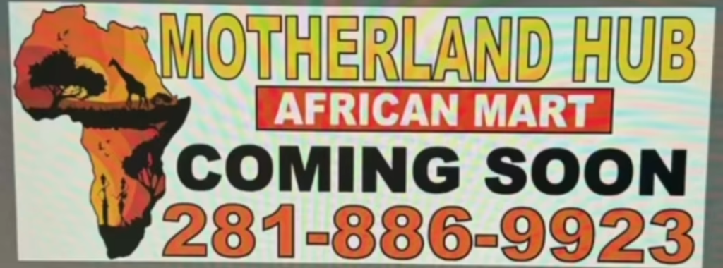 Motherland Hub African Mart coming soon sign