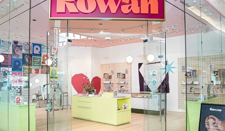 Rowan storefront with pink signage and colorful displays, representative image for Rowan at LaCenterra