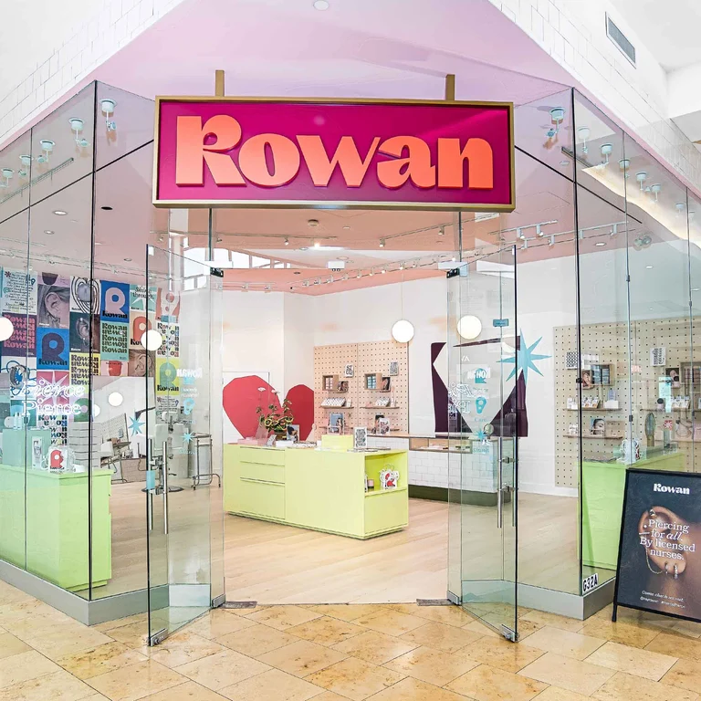 Rowan storefront with pink signage and colorful displays, representative image for Rowan at LaCenterra