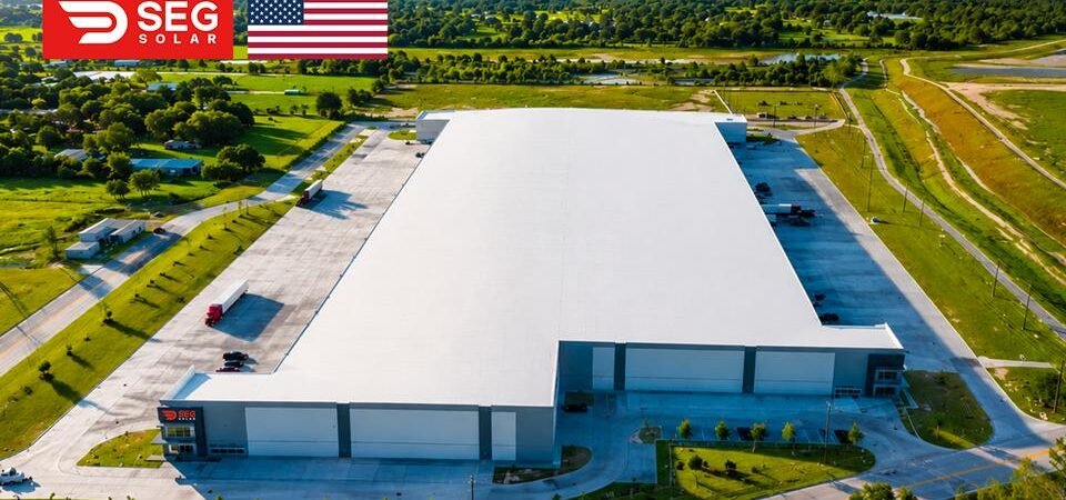 SEG SOLAR AERIAL Aerial view of the SEG Solar Tomball #1 manufacturing facility and surrounding grounds