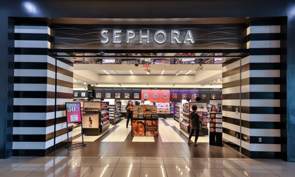 Sephora storefront with black-and-white entrance, representative image for Sephora Waco plans