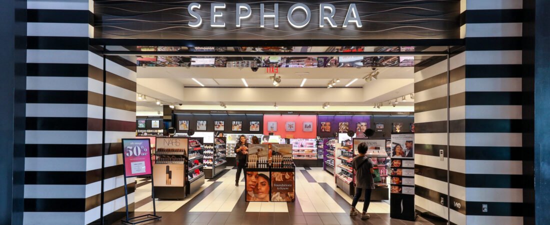 Sephora storefront with black-and-white entrance, representative image for Sephora Waco plans