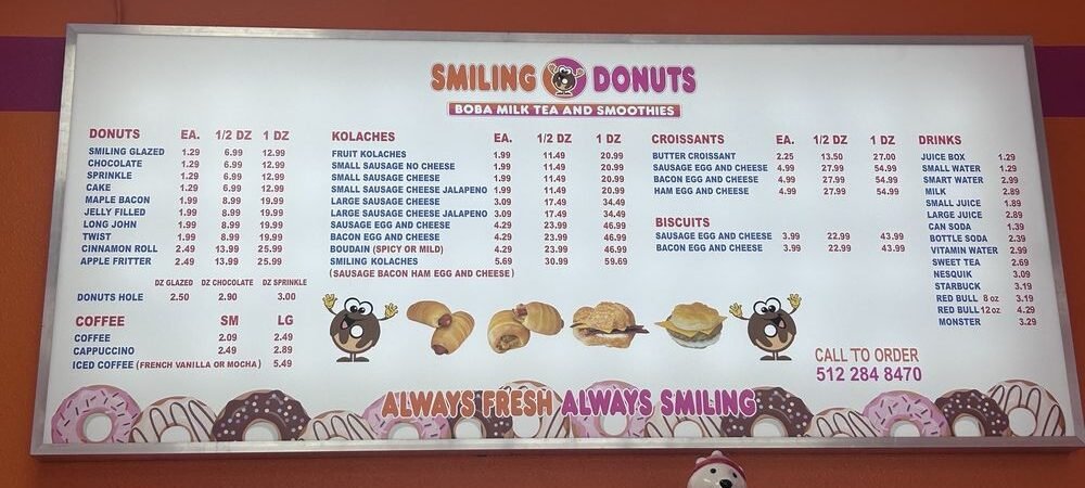 Menu from Smiling Donuts Featured Image