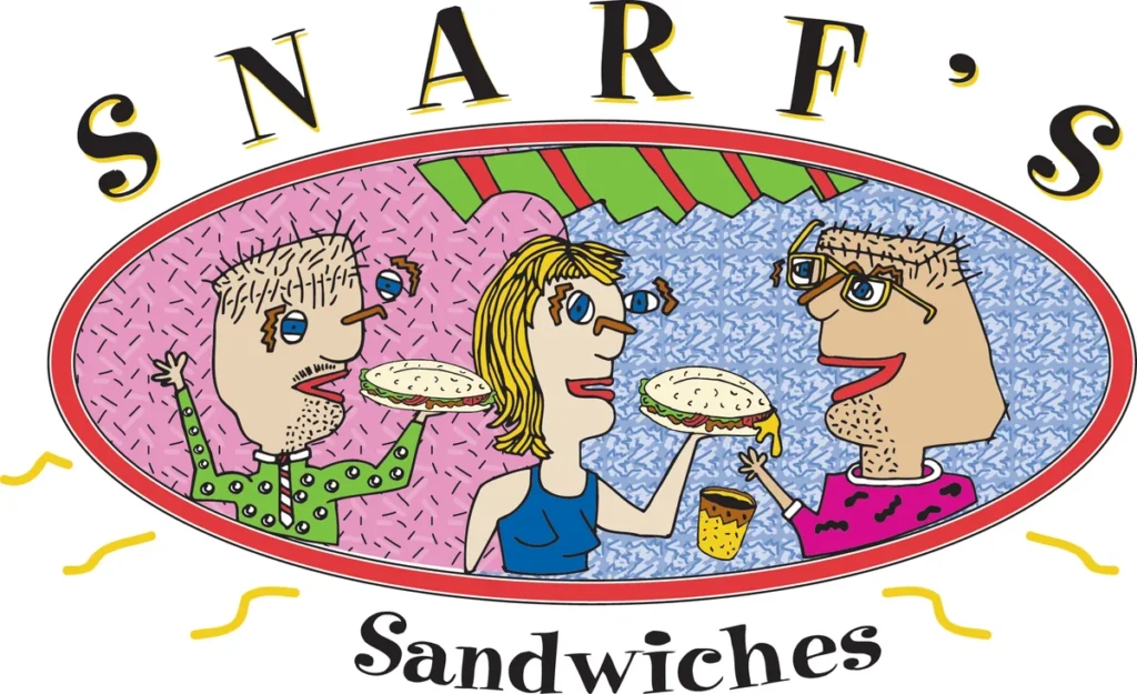Snarf's Sandwiches logo with colorful cartoon characters holding sandwiches