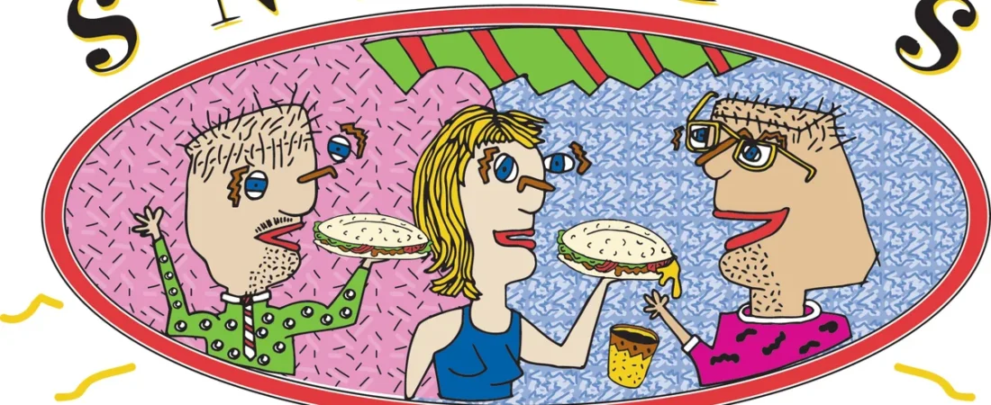 Snarf's Sandwiches logo with colorful cartoon characters holding sandwiches