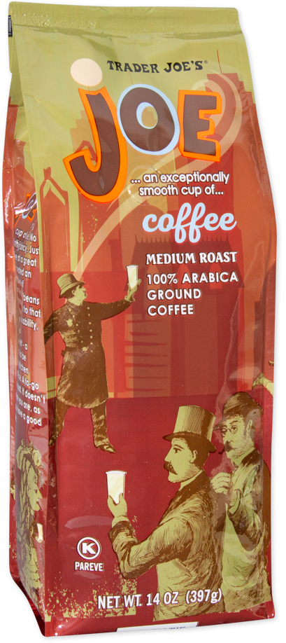 Trader Joe’s Joe medium roast 100 percent Arabica ground coffee package