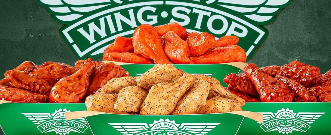 Wingstop wings and logo Wingstop chicken wings in assorted flavors with the Wingstop logo