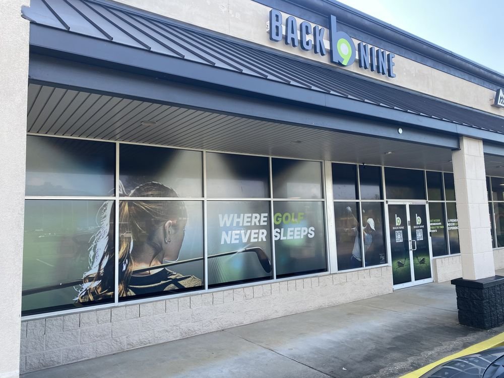 Exterior of a Back Nine Golf indoor golf location