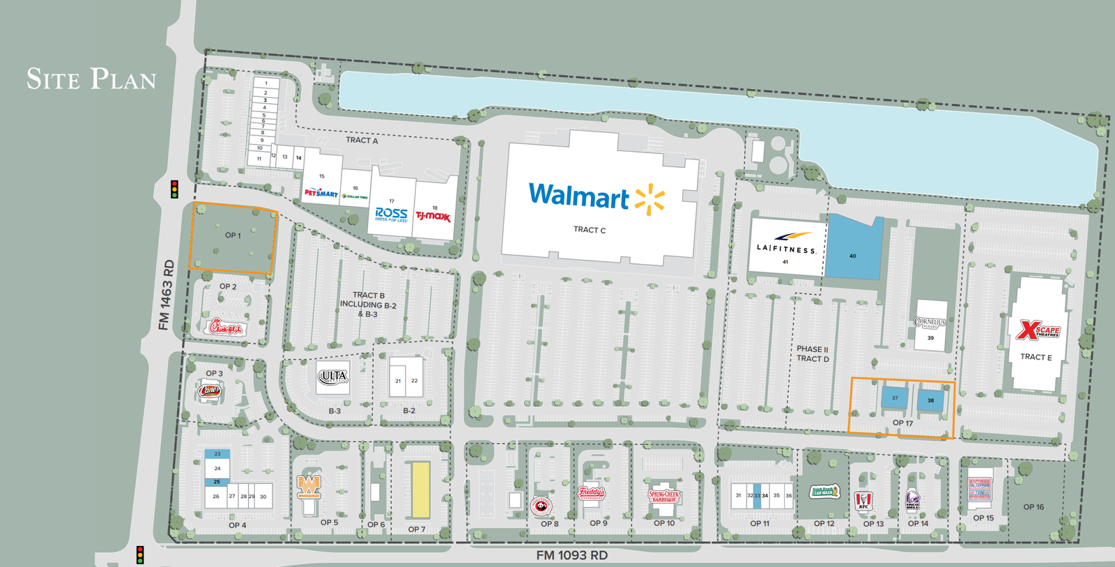 bootbarngoodwillsiteplan Area site plan for the Boot Barn Fulshear story showing LA Fitness and surrounding FM 1093 retail