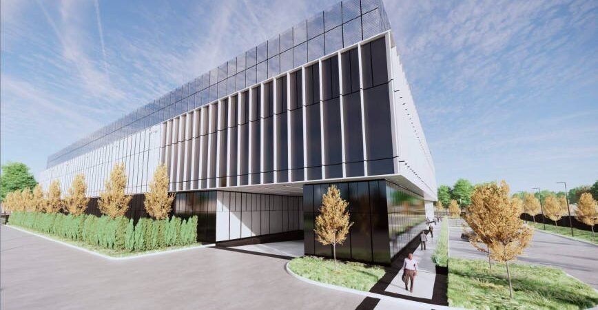 Representative EdgeConneX data-center rendering accompanying Cedar Creek data center coverage