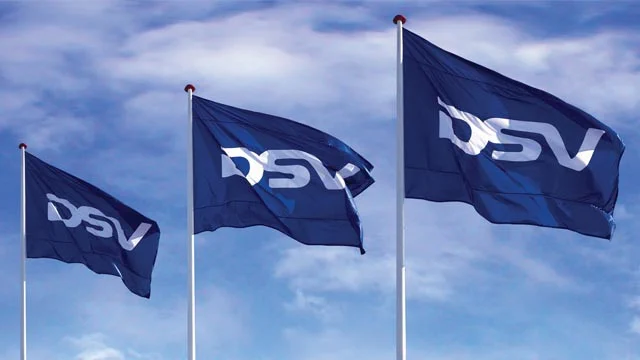 DSV flags Three blue DSV flags flying against a partly cloudy sky