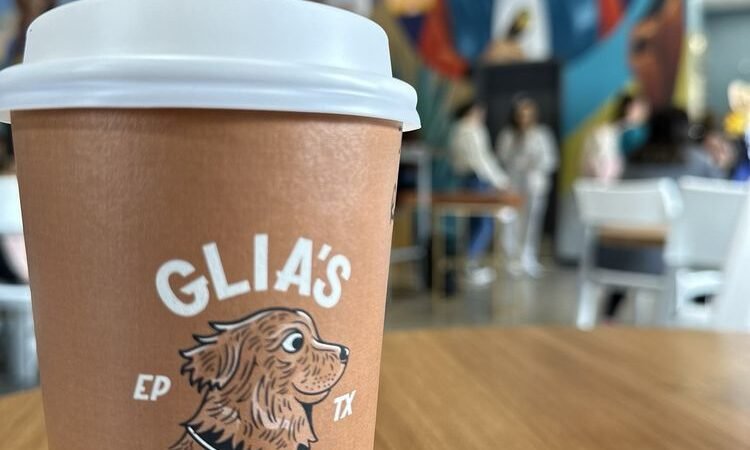 Glia's Coffee El Paso branded cup at an existing cafe