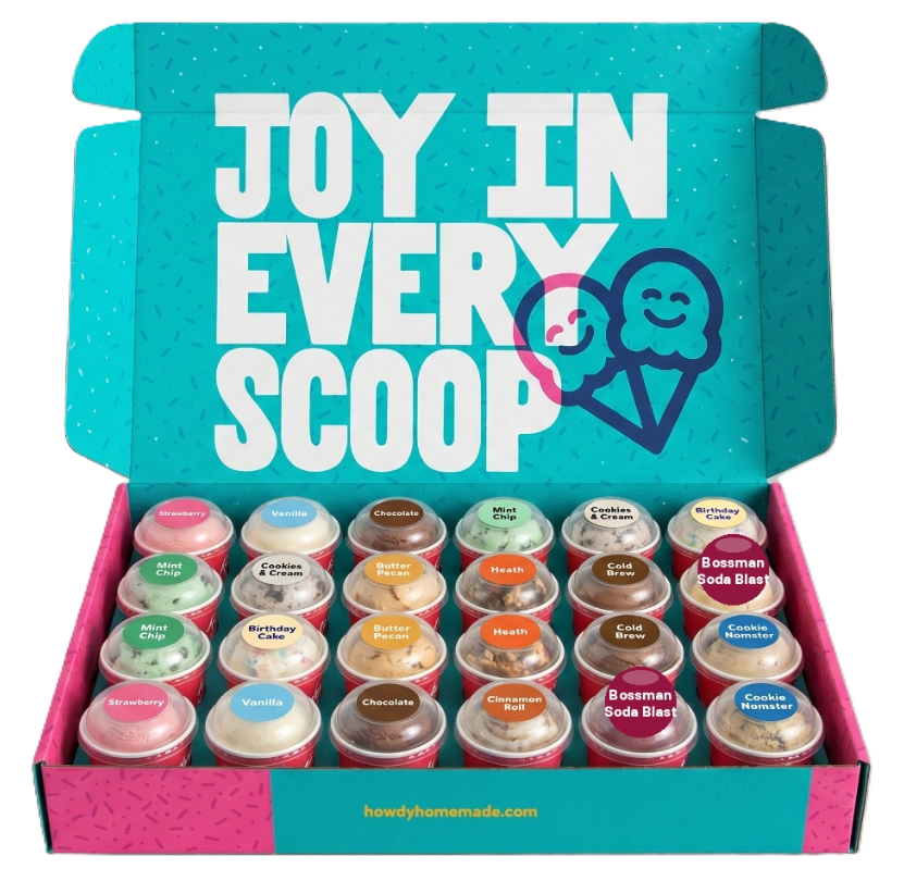 Howdy Homemade party pack filled with individual ice cream cups