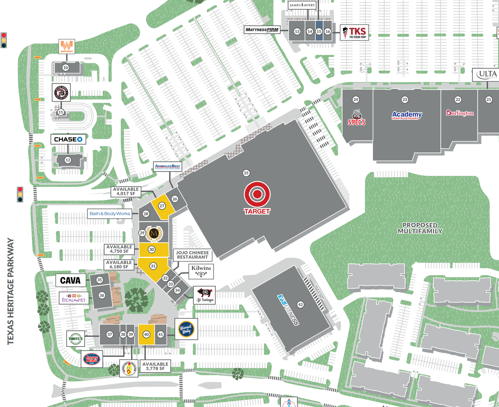 Jersey Mike's Katy location shown among planned tenants on the Texas Heritage Marketplace site plan