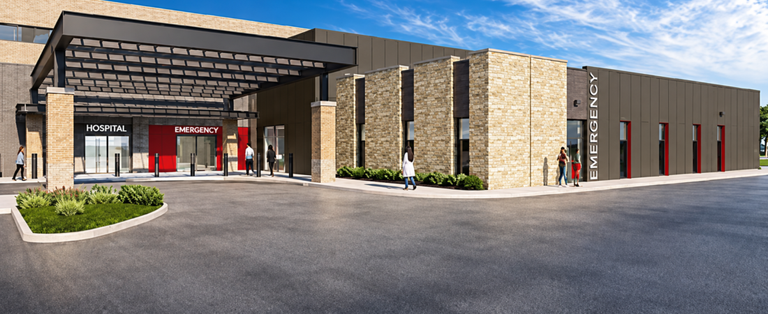 AI-enhanced rendering of the Texas Health Kaufman emergency expansion