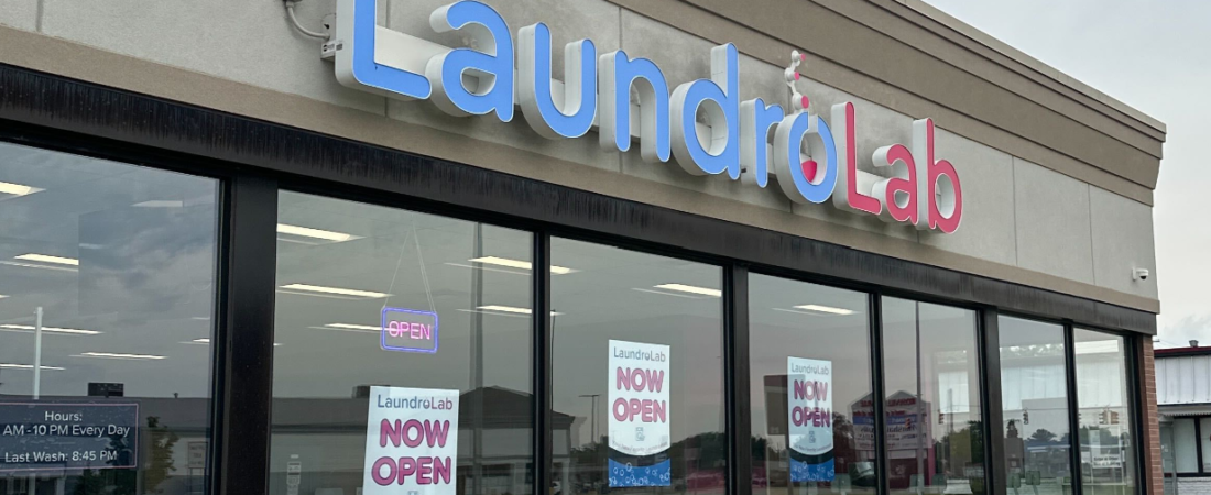 laundrolab Existing LaundroLab storefront with blue and pink signage, representative image for LaundroLab Round Rock
