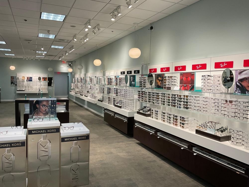 Eyewear displays inside a representative store for the LensCrafters McAllen story