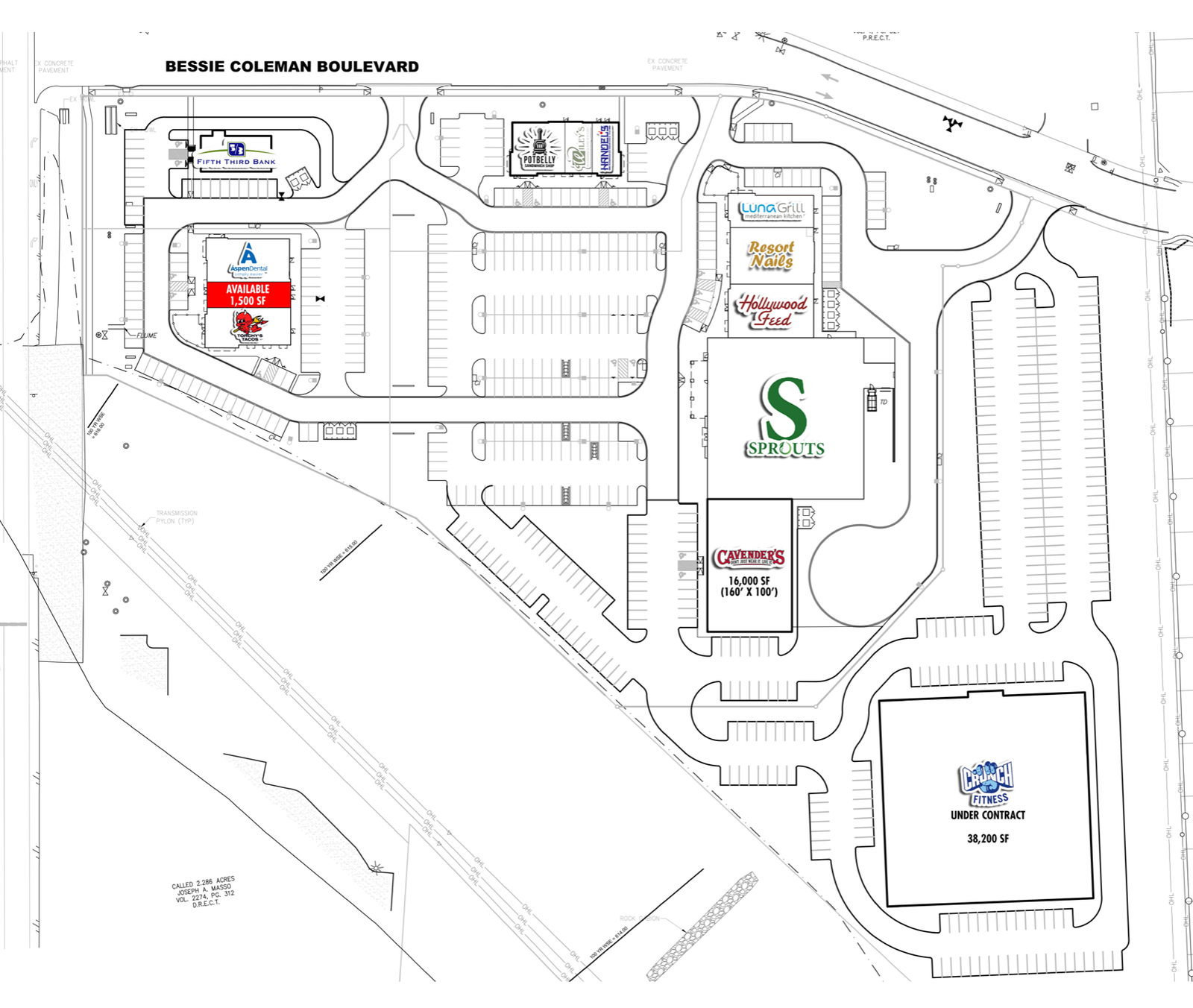 lunagrillllocationwaxahachie Plaza at Bessie Coleman site plan showing Luna Grill and other planned Waxahachie tenants — Luna Grill Waxahachie location