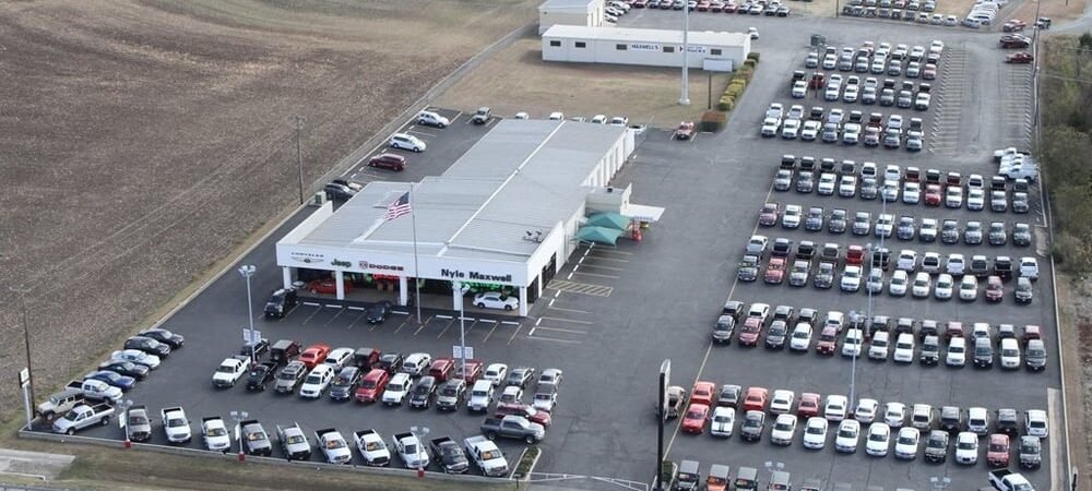 Nyle Maxwell Taylor Existing Dealership Aerial view of the existing Nyle Maxwell Taylor dealership on Highway 79