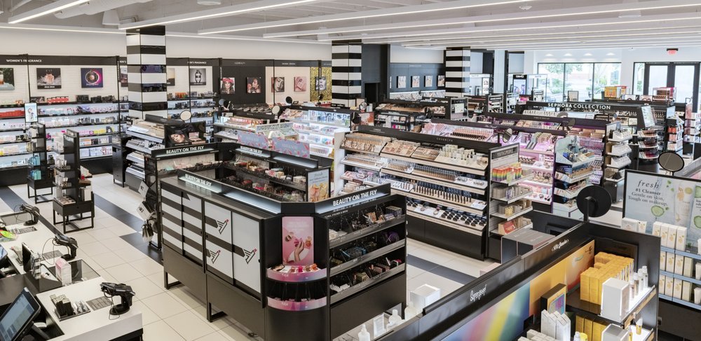 Sephora store interior with makeup and fragrance displays, representative image for Sephora Waco plans