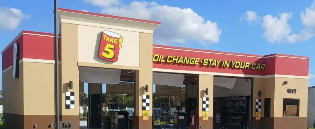 take5exterior Take 5 oil change exterior with three service bays at an existing location