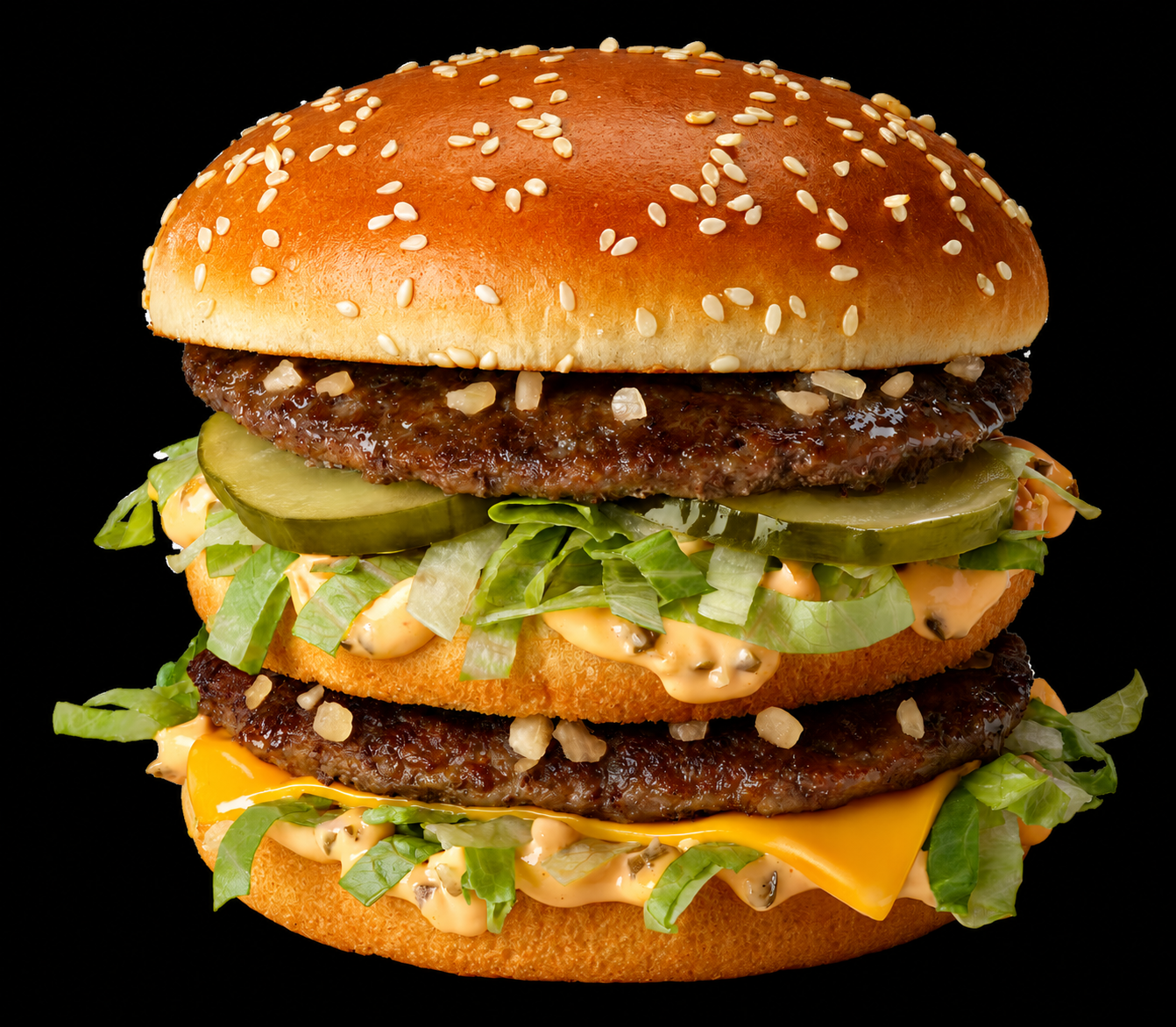McDonald's Big Mac — Representative Food Image McDonald's Big Mac with layered beef patties, lettuce and a sesame-seed bun