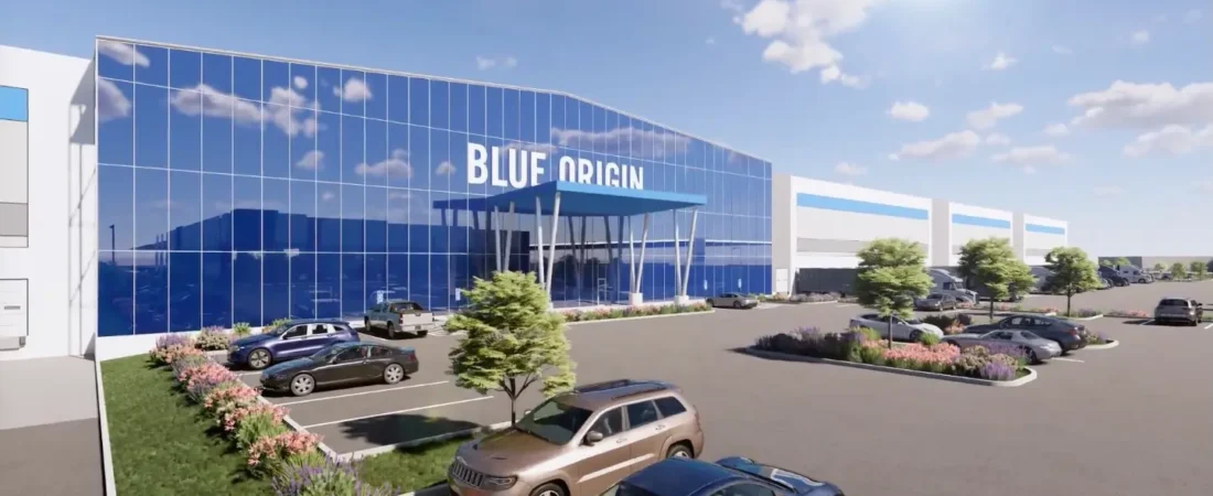 Blue Origin Constellation Park Hutto Rendering of Blue Origin's planned Constellation Park manufacturing campus in Hutto Texas